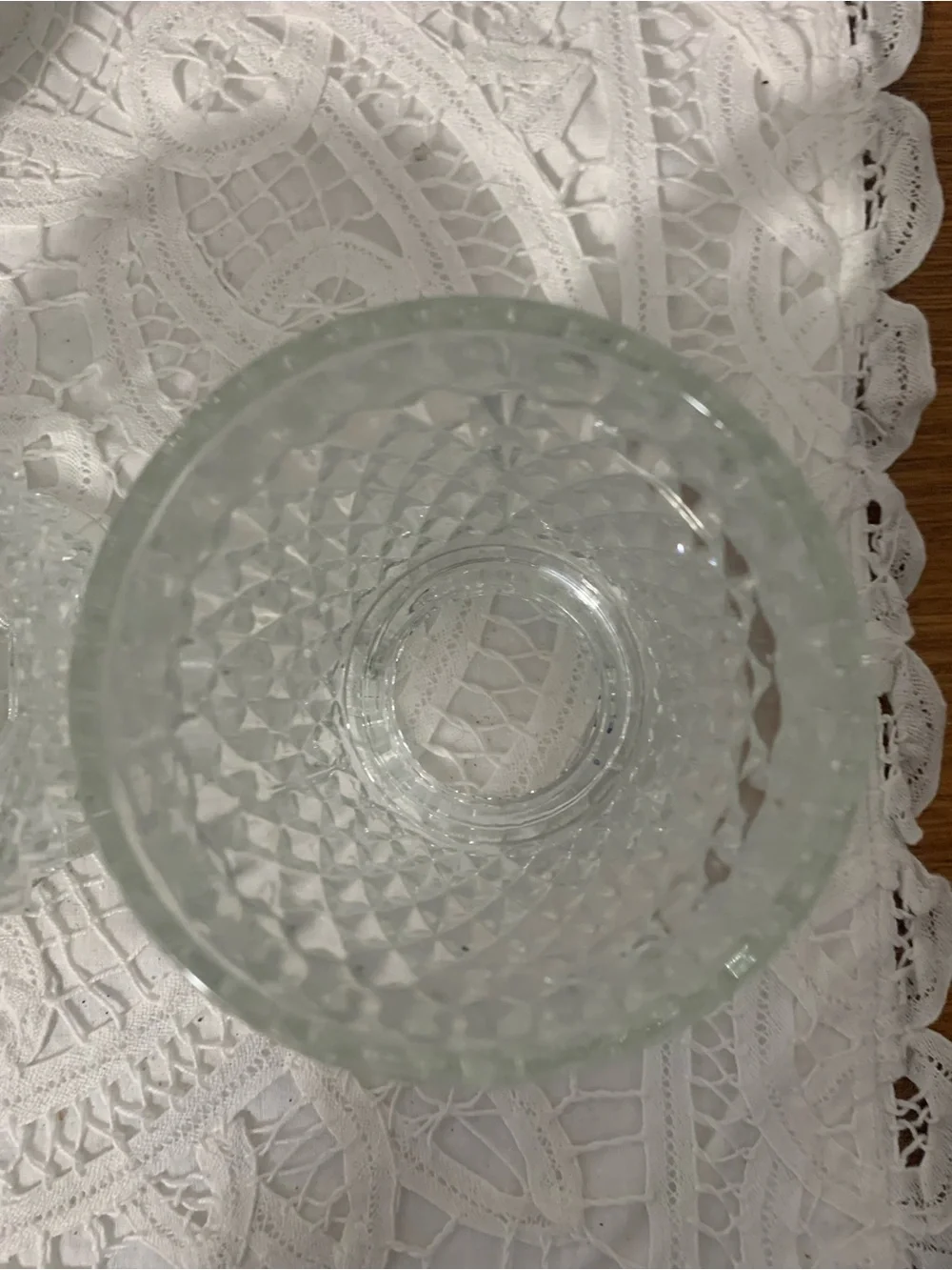 Vintage Indiana Glass Diamond Point Fairy Lamp Clear Base w Original Box
